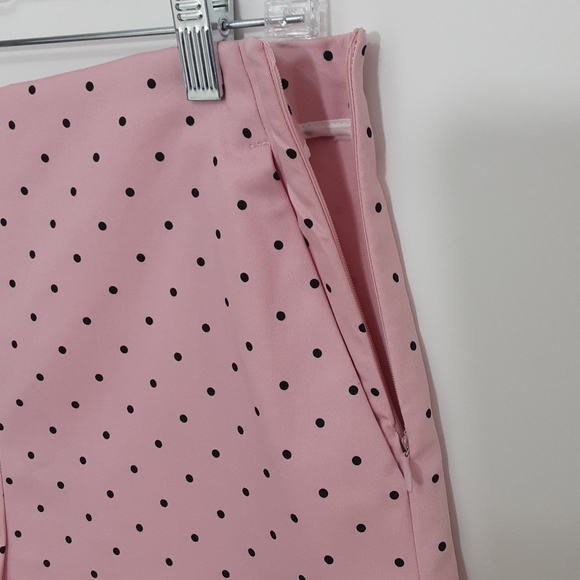 Zara pink polka dot high waist shorts stretch LG - Picture 3 of 10
